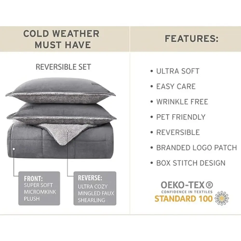 Eddie Bauer - King Comforter Set, Microsuede Bedding with Soft Sherpa Comforter